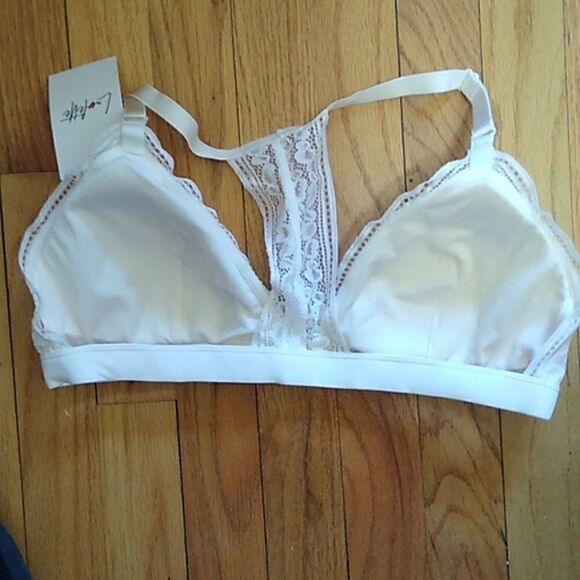 NWT Luvlette White Racer Back Bra w/ Lace Detailing - XXL - Picture 3 of 4